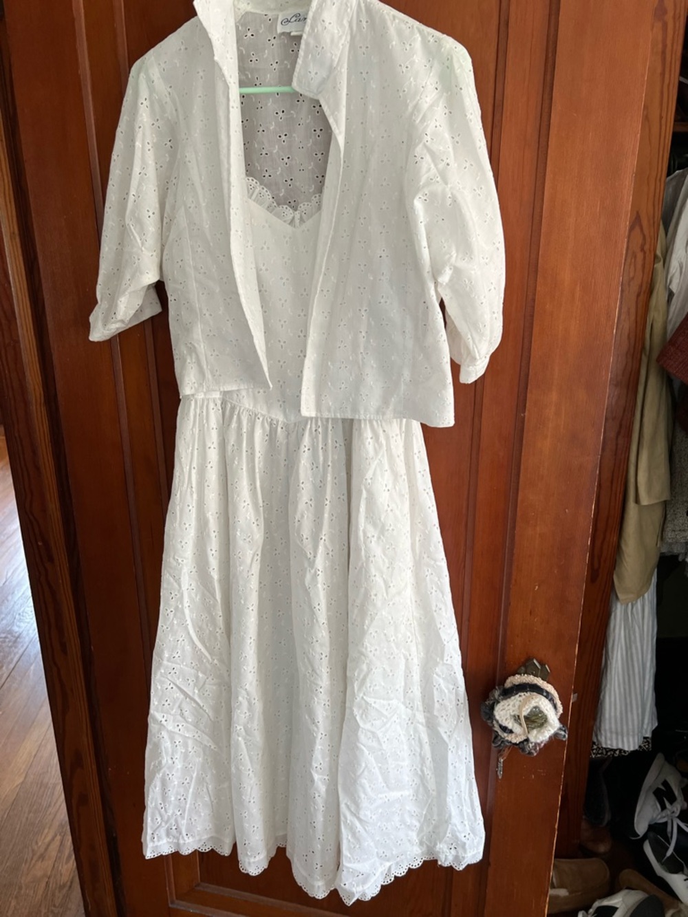 Vintage White Eyelet Cotton 2 Pierce dress